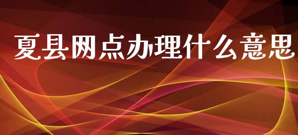夏县网点办理什么意思_https://wap.yjjixie.cn_保险理财_第1张