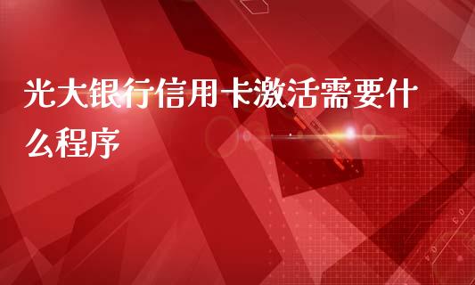光大银行信用卡激活需要什么程序_https://wap.yjjixie.cn_保险理财_第1张