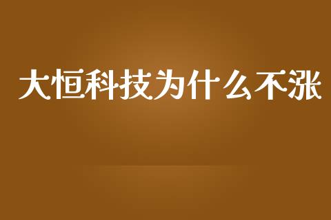 大恒科技为什么不涨_https://wap.yjjixie.cn_保险理财_第1张