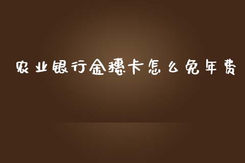 农业银行金穗卡怎么免年费_https://wap.yjjixie.cn_证券市场_第1张