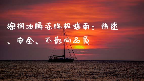 棕榈油解冻终极指南：快速、安全、不影响品质_https://wap.yjjixie.cn_保险理财_第1张