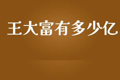 王大富有多少亿_https://wap.yjjixie.cn_商业资讯_第1张