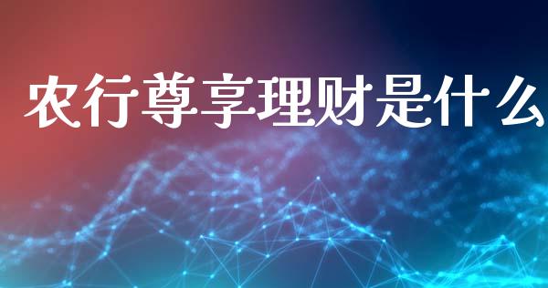 农行尊享理财是什么_https://wap.yjjixie.cn_证券市场_第1张