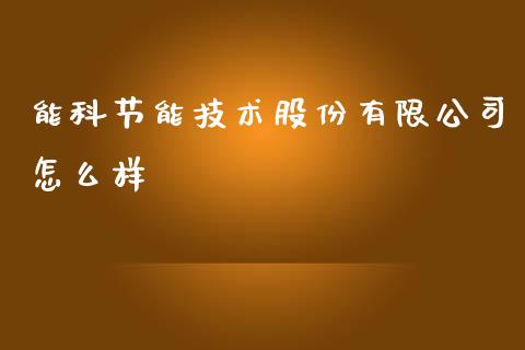 能科节能技术股份有限公司怎么样_https://wap.yjjixie.cn_证券市场_第1张
