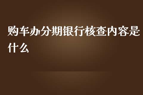 购车办分期银行核查内容是什么_https://wap.yjjixie.cn_保险理财_第1张