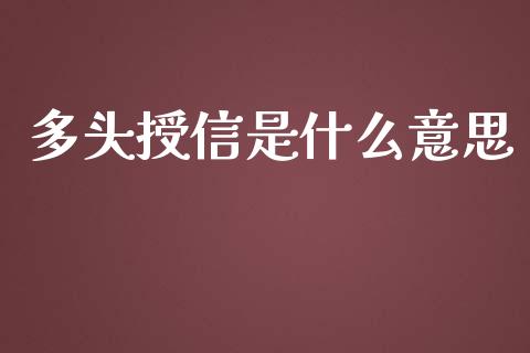多头授信是什么意思_https://wap.yjjixie.cn_保险理财_第1张