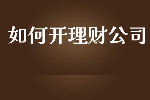 如何开理财公司_https://wap.yjjixie.cn_保险理财_第1张