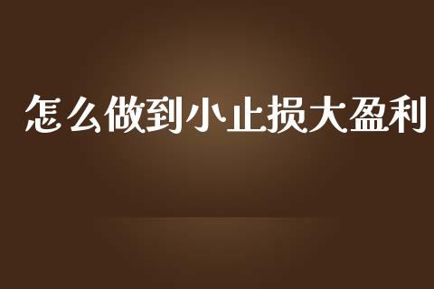 怎么做到小止损大盈利_https://wap.yjjixie.cn_港股行情_第1张