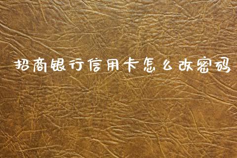 招商银行信用卡怎么改密码_https://wap.yjjixie.cn_保险理财_第1张