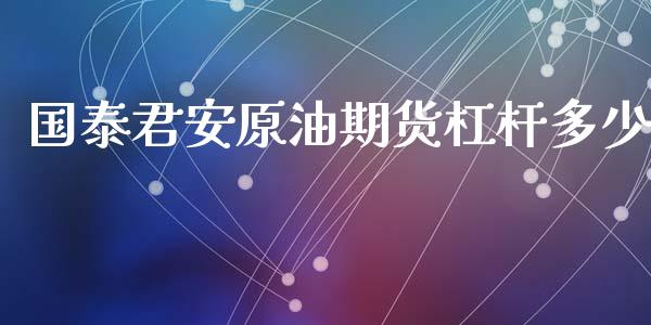 国泰君安原油期货杠杆多少_https://wap.yjjixie.cn_保险理财_第1张