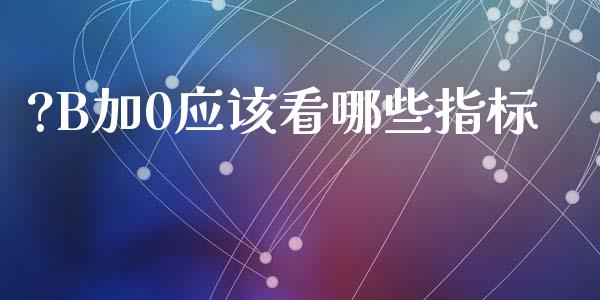 ?B加0应该看哪些指标_https://wap.yjjixie.cn_保险理财_第1张