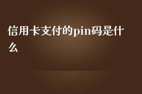 信用卡支付的pin码是什么_https://wap.yjjixie.cn_商业资讯_第1张