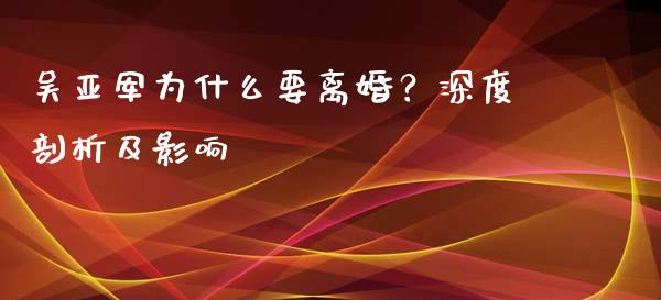 吴亚军为什么要离婚？深度剖析及影响_https://wap.yjjixie.cn_保险理财_第1张