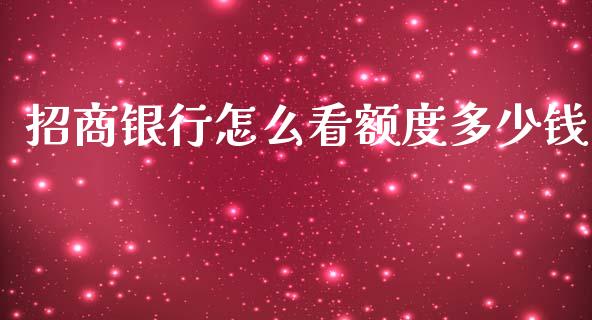招商银行怎么看额度多少钱_https://wap.yjjixie.cn_保险理财_第1张