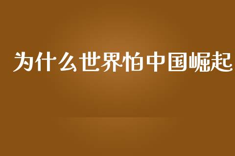 为什么世界怕中国崛起_https://wap.yjjixie.cn_保险理财_第1张