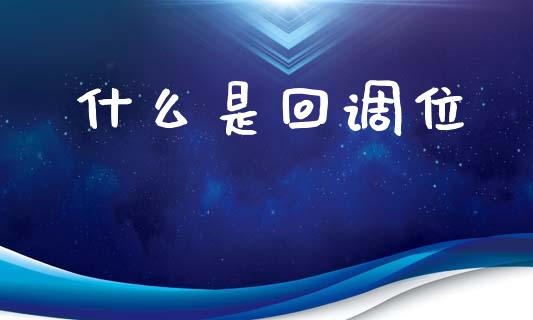 什么是回调位_https://wap.yjjixie.cn_保险理财_第1张