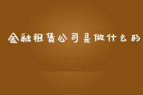 金融租赁公司是做什么的_https://wap.yjjixie.cn_港股行情_第1张