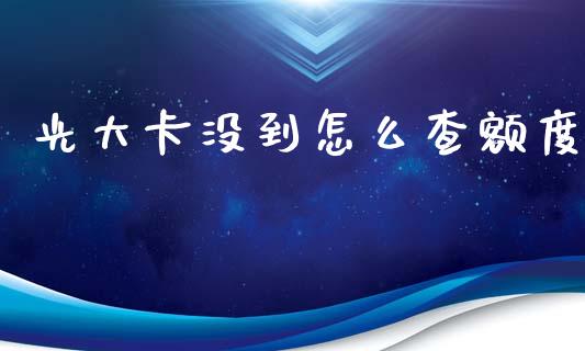 光大卡没到怎么查额度_https://wap.yjjixie.cn_证券市场_第1张