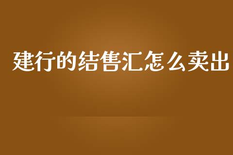 建行的结售汇怎么卖出_https://wap.yjjixie.cn_港股行情_第1张