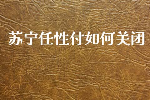 苏宁任性付如何关闭_https://wap.yjjixie.cn_保险理财_第1张