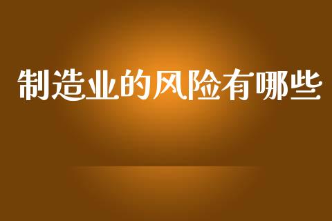 制造业的风险有哪些_https://wap.yjjixie.cn_保险理财_第1张