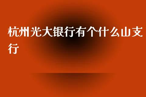 杭州光大银行有个什么山支行_https://wap.yjjixie.cn_港股行情_第1张