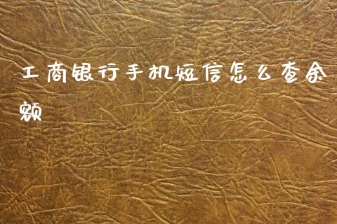 工商银行手机短信怎么查余额_https://wap.yjjixie.cn_证券市场_第1张