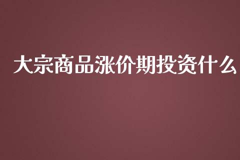 大宗商品涨价期投资什么_https://wap.yjjixie.cn_证券市场_第1张