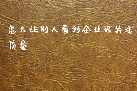 怎么让别人看到企业很关注质量_https://wap.yjjixie.cn_保险理财_第1张