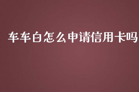 车车白怎么申请信用卡吗_https://wap.yjjixie.cn_商业资讯_第1张