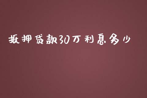 抵押贷款30万利息多少_https://wap.yjjixie.cn_商业资讯_第1张