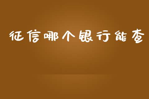 征信哪个银行能查_https://wap.yjjixie.cn_港股行情_第1张