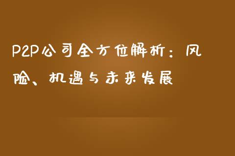 P2P公司全方位解析：风险、机遇与未来发展_https://wap.yjjixie.cn_证券市场_第1张