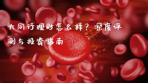 大同行理财怎么样？深度评测与投资指南_https://wap.yjjixie.cn_港股行情_第1张