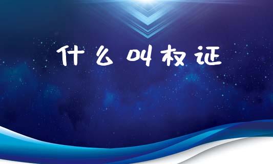 什么叫权证_https://wap.yjjixie.cn_保险理财_第1张