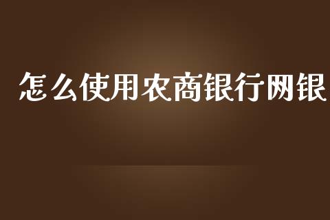 怎么使用农商银行网银_https://wap.yjjixie.cn_证券市场_第1张