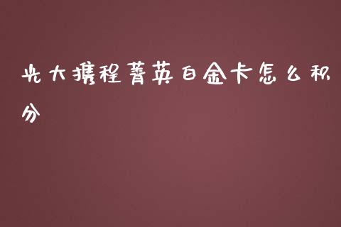 光大携程菁英白金卡怎么积分_https://wap.yjjixie.cn_商业资讯_第1张