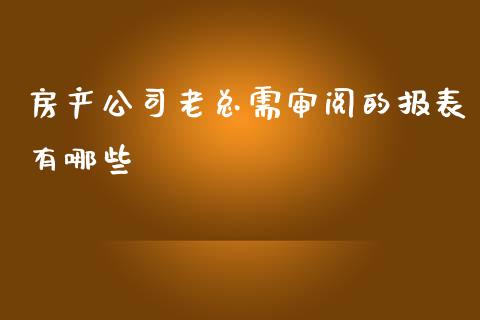 房产公司老总需审阅的报表有哪些_https://wap.yjjixie.cn_港股行情_第1张