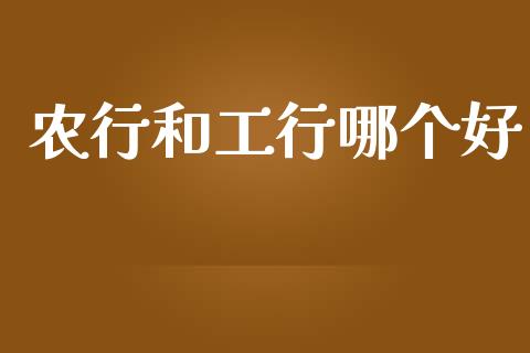 农行和工行哪个好_https://wap.yjjixie.cn_保险理财_第1张