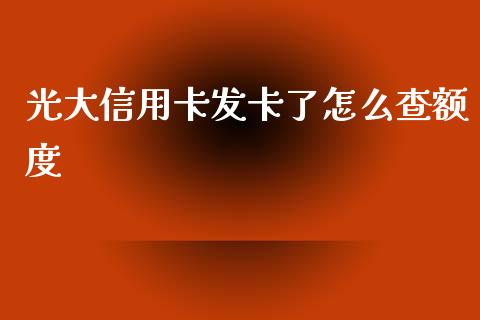 光大信用卡发卡了怎么查额度_https://wap.yjjixie.cn_保险理财_第1张