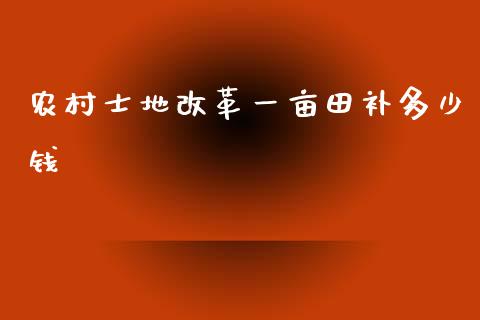 农村士地改革一亩田补多少钱_https://wap.yjjixie.cn_保险理财_第1张
