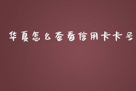 华夏怎么查看信用卡卡号_https://wap.yjjixie.cn_保险理财_第1张