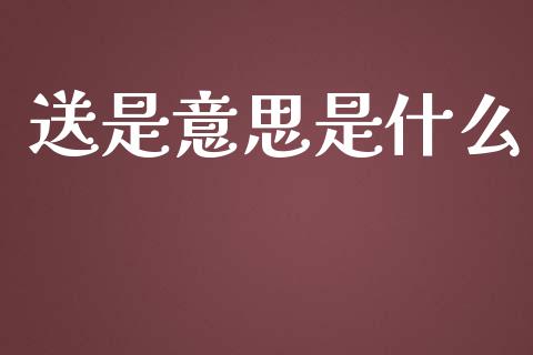 送是意思是什么_https://wap.yjjixie.cn_保险理财_第1张