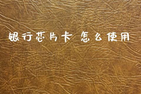 银行芯片卡 怎么使用_https://wap.yjjixie.cn_商业资讯_第1张