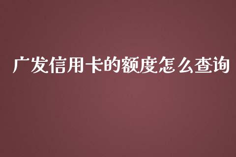 广发信用卡的额度怎么查询_https://wap.yjjixie.cn_证券市场_第1张