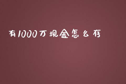 有1000万现金怎么存_https://wap.yjjixie.cn_证券市场_第1张