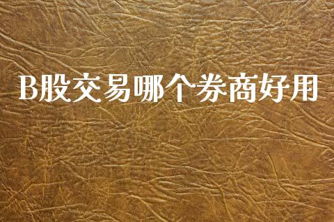 B股交易哪个券商好用_https://wap.yjjixie.cn_商业资讯_第1张