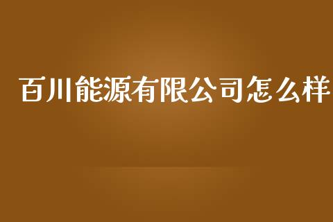 百川能源有限公司怎么样_https://wap.yjjixie.cn_商业资讯_第1张