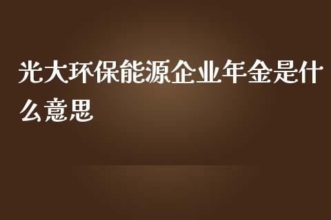 光大环保能源企业年金是什么意思_https://wap.yjjixie.cn_港股行情_第1张