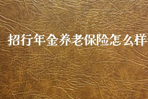 招行年金养老保险怎么样_https://wap.yjjixie.cn_证券市场_第1张